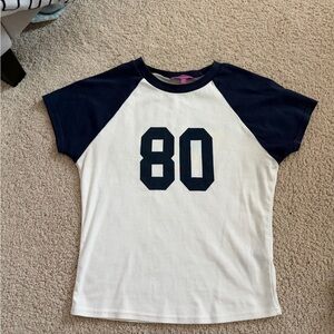 Edikted Navy and White Crop Top